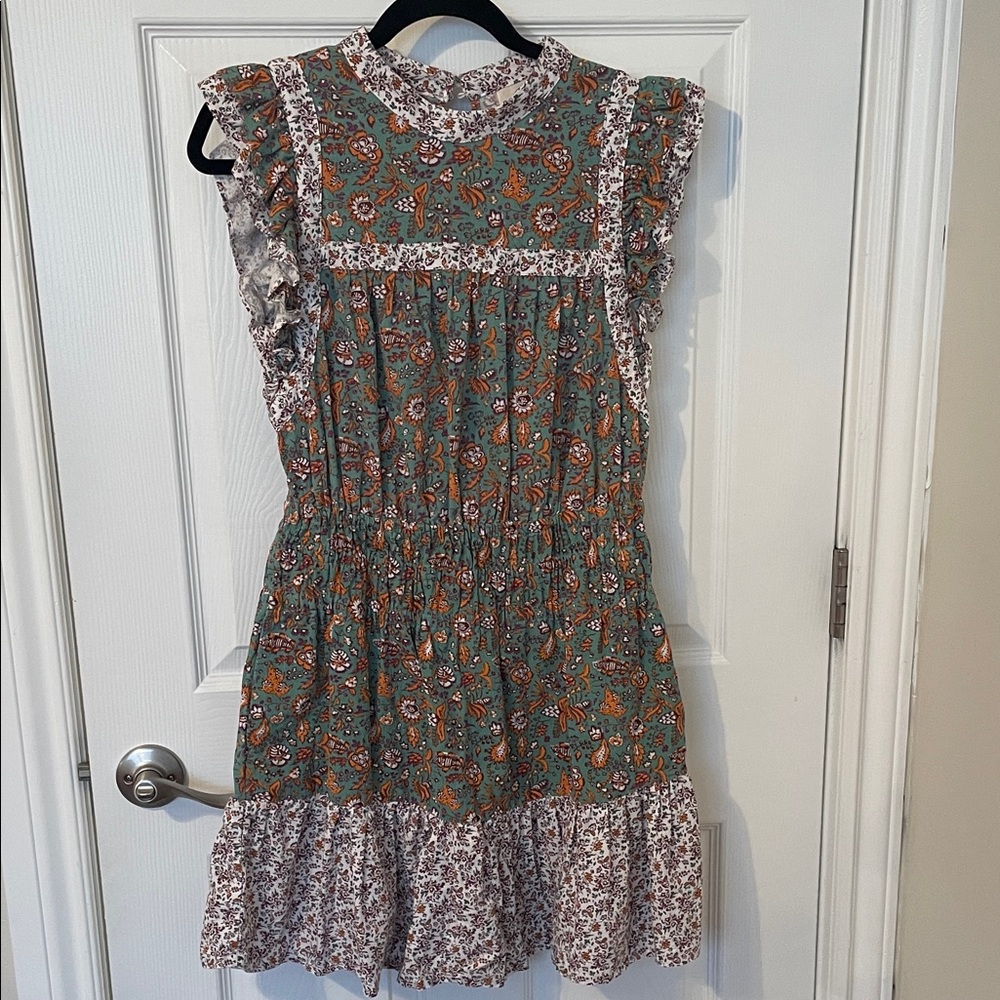 Universal Thread Green and Orange Floral Mini Dress